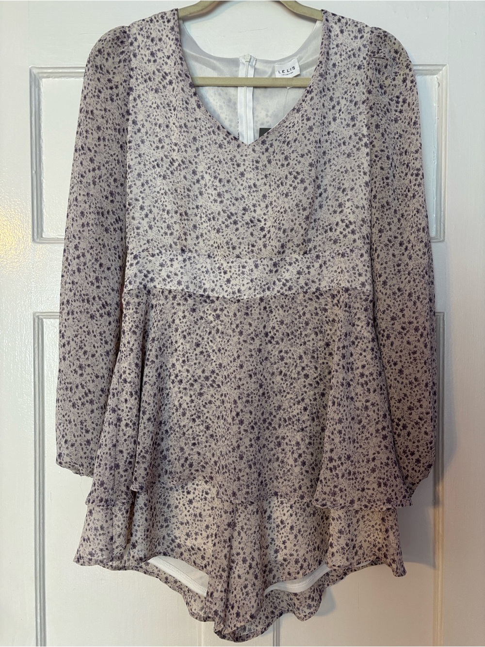 Le Lis Lavender Floral V-Neck Romper